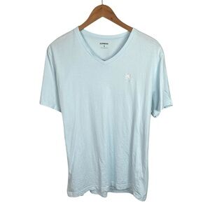 TS568 Men’s express casual, minimal V-neck, short sleeve T-shirt, baby blue XL